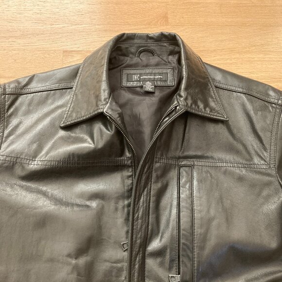INC International Concepts Men's Genuine Leather Jacket, Medium, Black - Picture 4 of 12